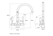 Load image into Gallery viewer, Aquamatic Cumulus 3-way tap in Chrome, Brushed Nickel, Brass
